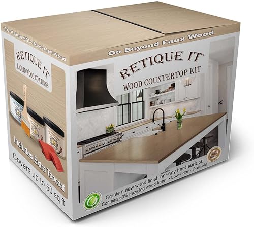 Kit para encimera con acabado de madera, ve más allá de la madera sintética con imprimación a base de madera líquida pintable y tinte de gel, con