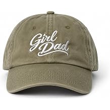 Girl and Dad Hat for Men, Washed Cotton Adjustable Baseball Cap with White Script Embroidery