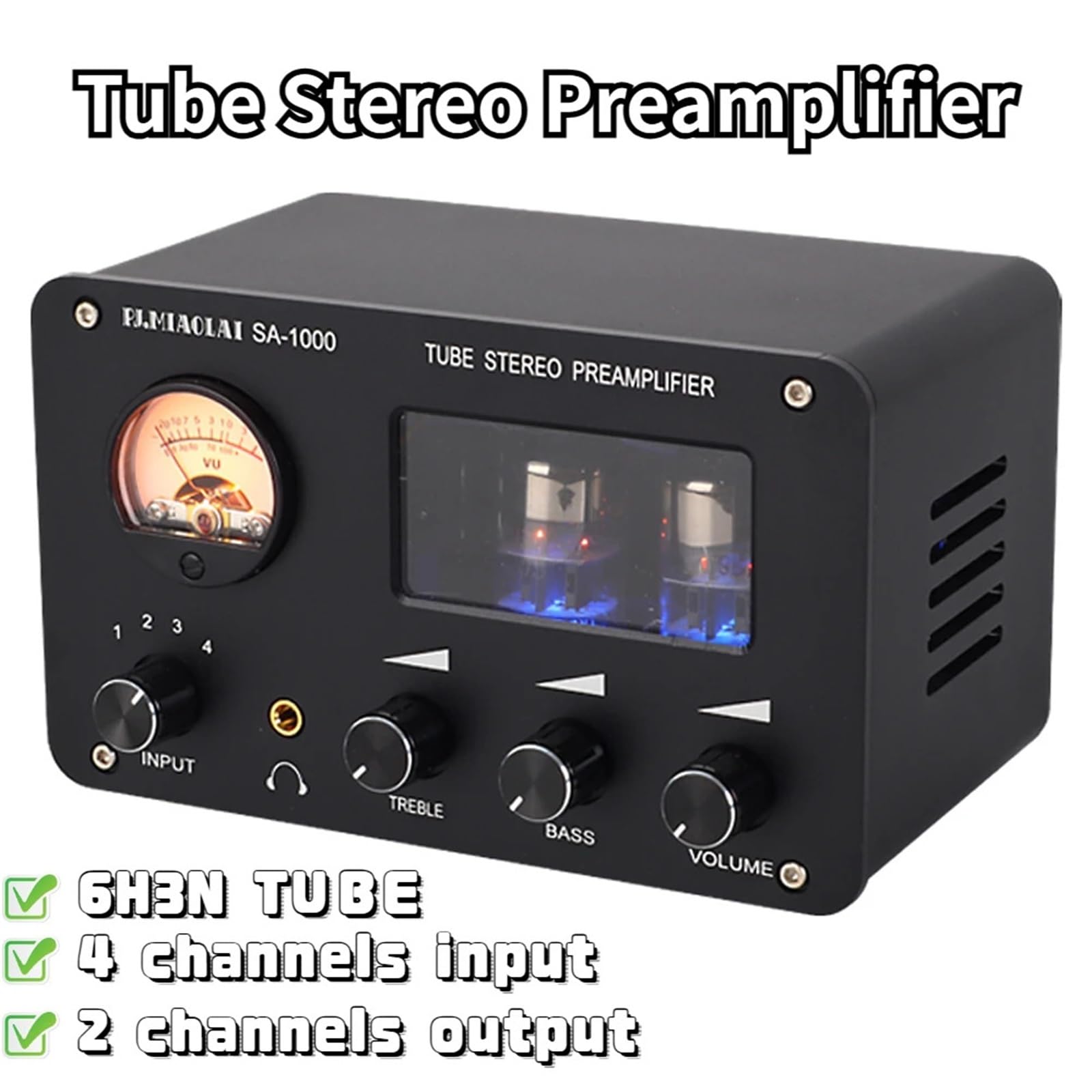 Preamplificatore valvolare 6H3N Amplificatori Preamplificatore valvolare HiFi Bile Buffer Amplificatore audio Altoparlante Amplificatore audio Home Theater 2 Canali per auto(Noir)