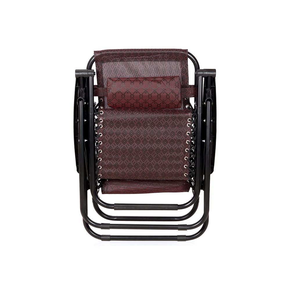 ginoya brothers Outdoor Adjustable Zero Gravity Folding Reclining Lounge Chair for Garden, Pool Side Recreation, Home and Office Lunch Break, for Outdoor and Indoor. (Maroon) - Image 3 thumbnail