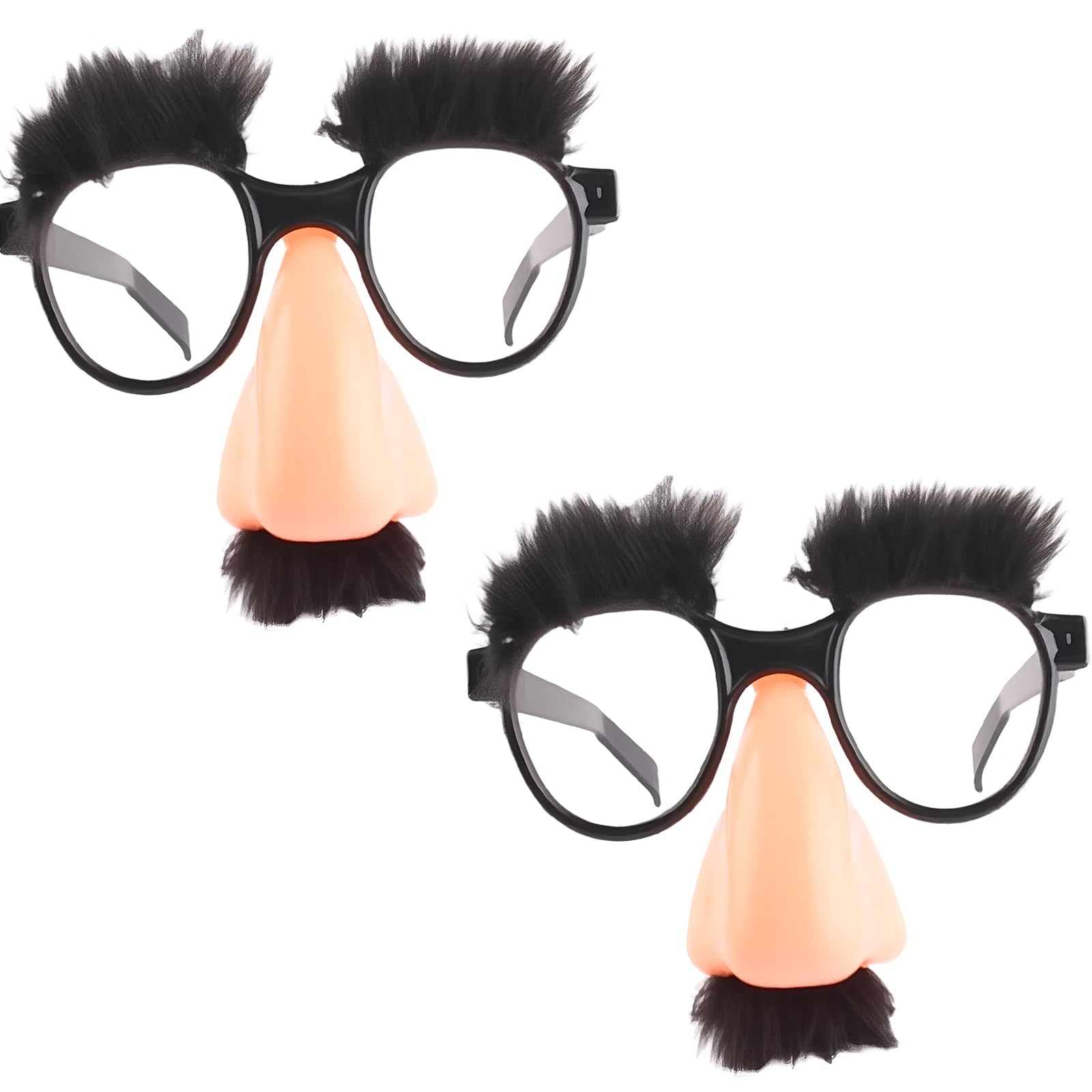 Bohue 2 Pieces Halloween Disguise Glasses Funny Costume Novelty Eyeglasses with Big Nose Eyebrows Mustache Silly Funny Photo Props for Halloween Birthday Decorations