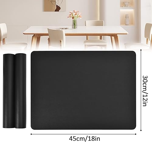 Miniatura 3 de Akoatail, Juego de 6 manteles individuales color negro, lavables, resistentes al calor, lavables, rectangulares de cuero, adecuados para interiores