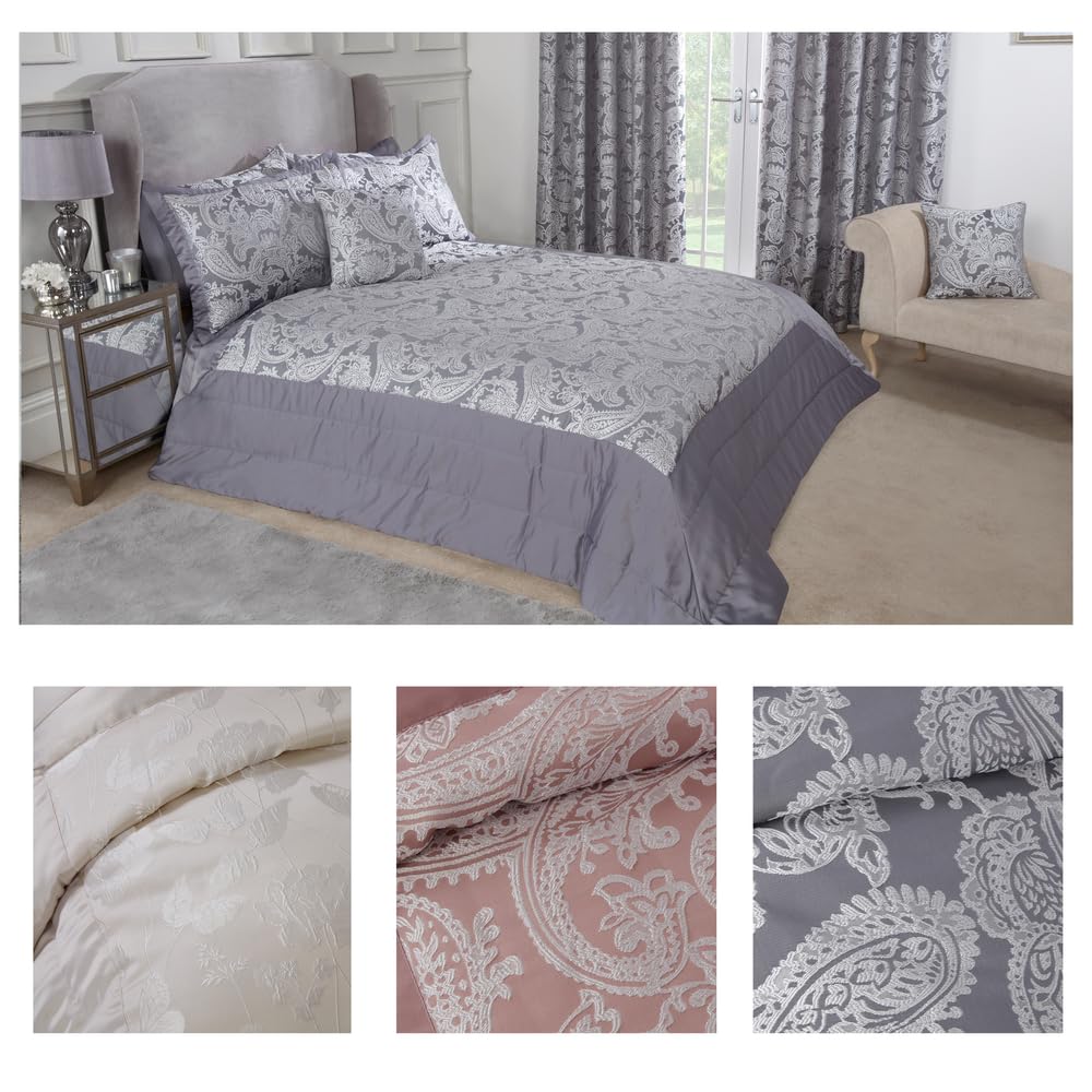 Emma Barclay Duchess - Juego de Colcha Acolchada con Adornos de Jacquard en Color Rosa Rubor para Cama de Matrimonio o King