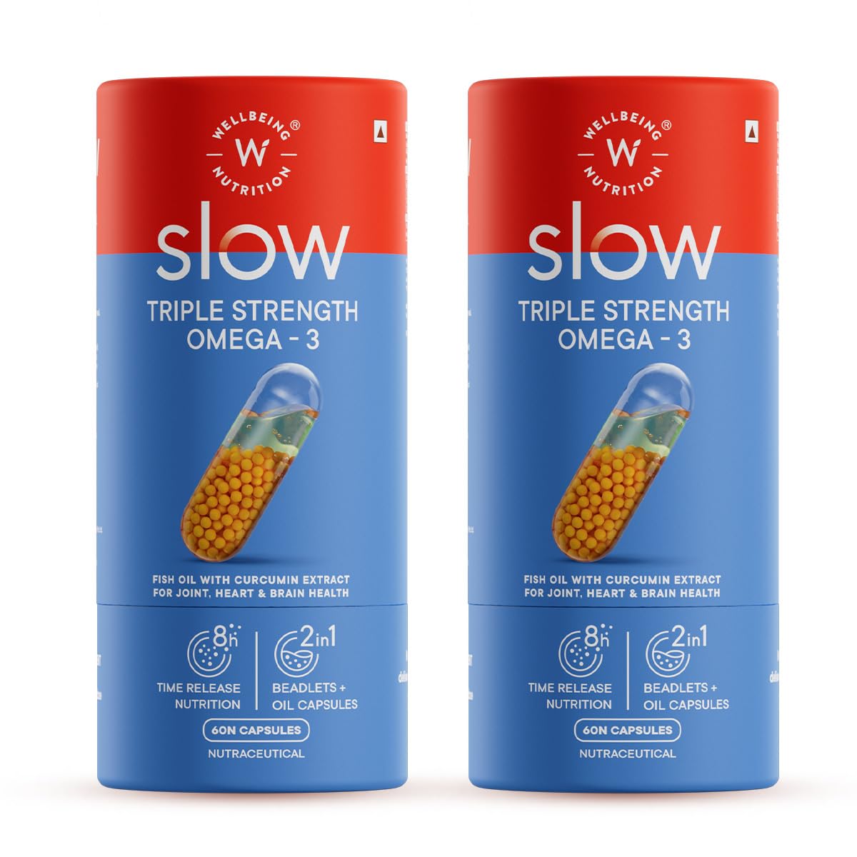 Wellbeing Nutrition Slow Triple Strength Omega 3 Fish Oil Capsules for Men and Women 1240mg | 620mg EPA, 397mg DHA | Advanced Omega 3 Supplement with Curcumin for Brain, Joint & Heart (60 Capsules) (B0B97ZHKYN) Amazon Price History, Amazon Price Tracker