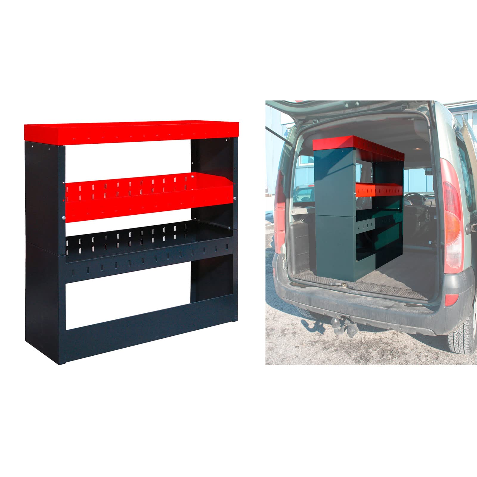 DEMA Fahrzeugregal Schütte Kfz-Einbauregal, pulverbeschichtet, höhenverstellbar, flexibel, robust, platzsparend, ideal für Werkstatt, Fahrzeug, Stauraumoptimierung, montagefreundlich