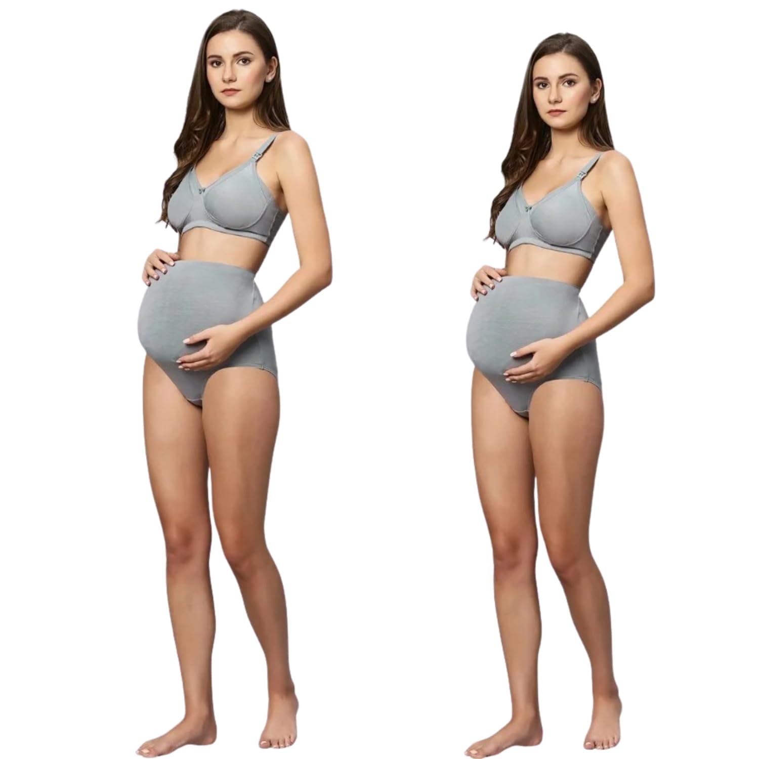 Maternity Bra & Panty Set for Women | Padded Nursing Bra with Feeding Access + High Waist Pregnancy Support Panty | Wirefree Comfortable Breastfeeding Lingerie-image-41
