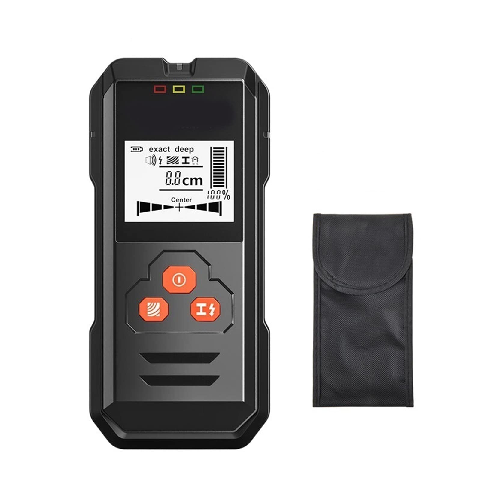 Cfwwsaq Nero Metal Detector, Metal Detector Backlit Black Ac Wood Detector Cable Wire Depth Tracker Wall Scanner Lcd Hd Display Buzzer(With Battery)