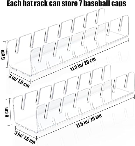 Miniatura 6 de Soporte para gorras de béisbol para exhibición y organizador, no se instala, soporte acrílico para sombreros para 14 gorras de béisbol,