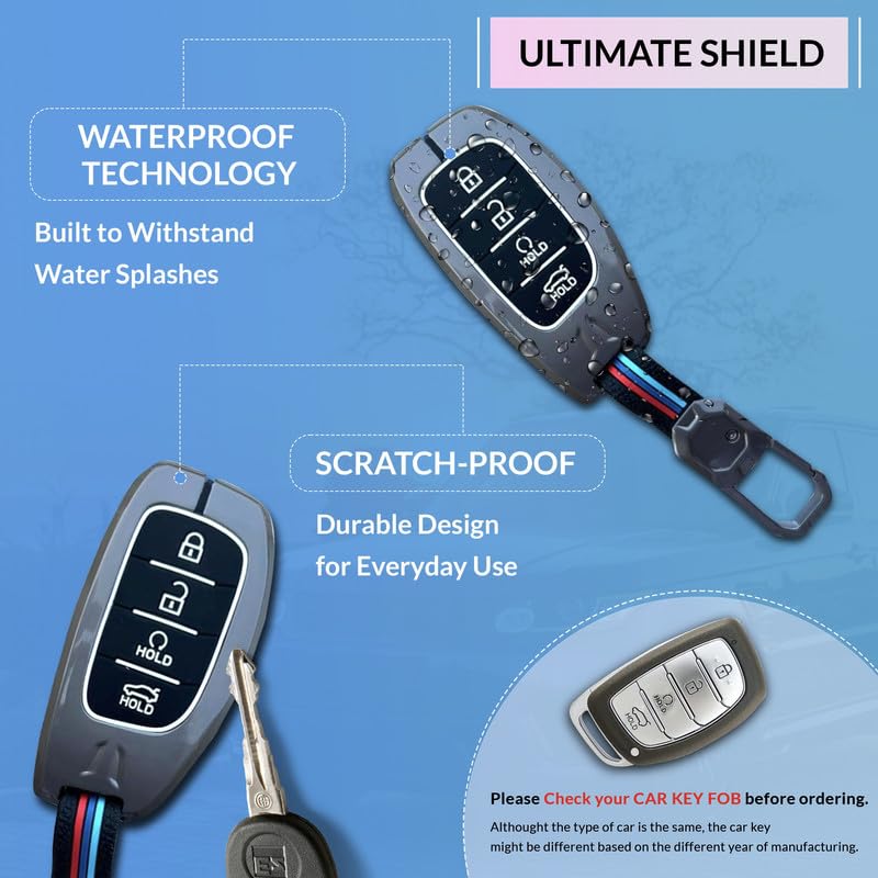 Image of NEODRIFT 'KeyShield' Car Key Cover for Hyundai Grand i10 Nios (Shape 1, 04 Buttons) (Durable, Stylish, and 360 Protection)