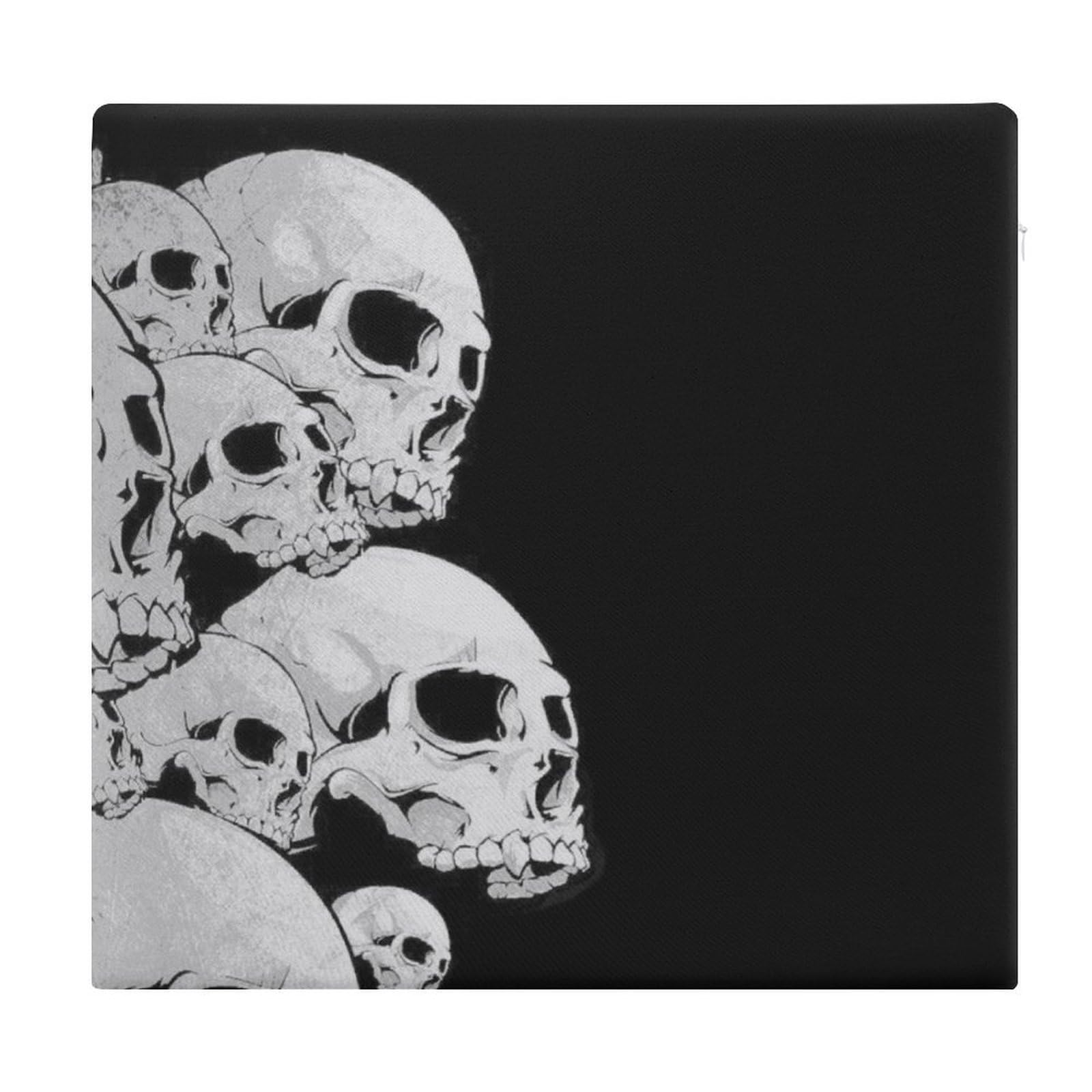 JZemdybill Chair Pad, Black Skulls Seat Pad, Square Chair Cushion for Yoga Living Room Balcony