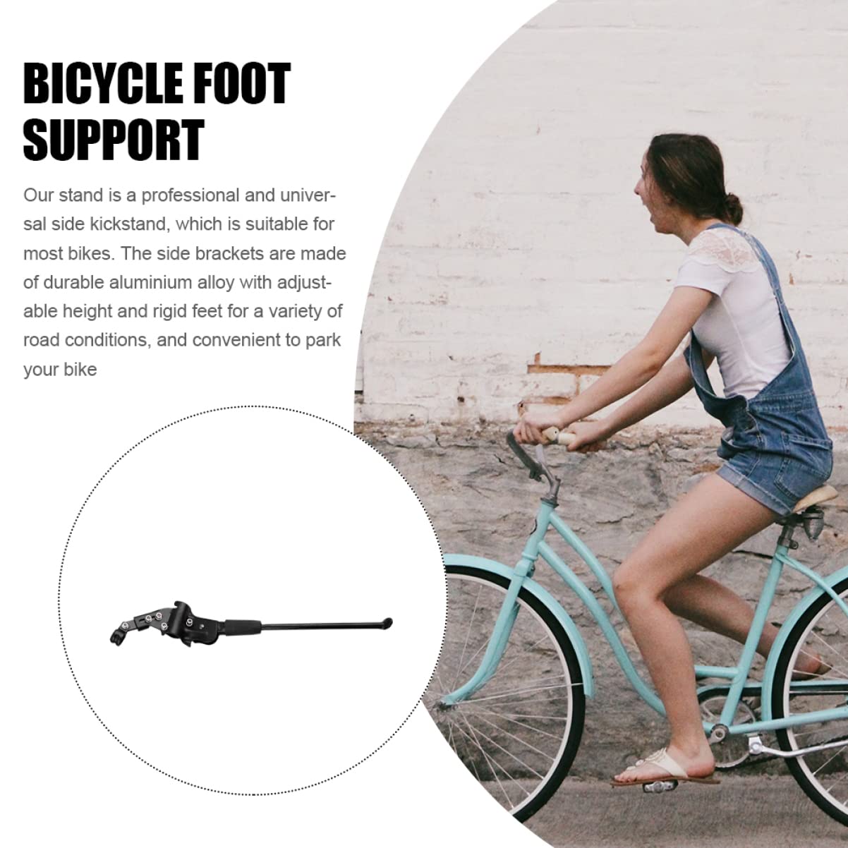 balacoo Adjustable Bike Leg Support Kickstand Durable Parking Stand for Mountain and Road Bikes Easy to Install Non Slip Black Color Bike Accessory for Enhanced Stability