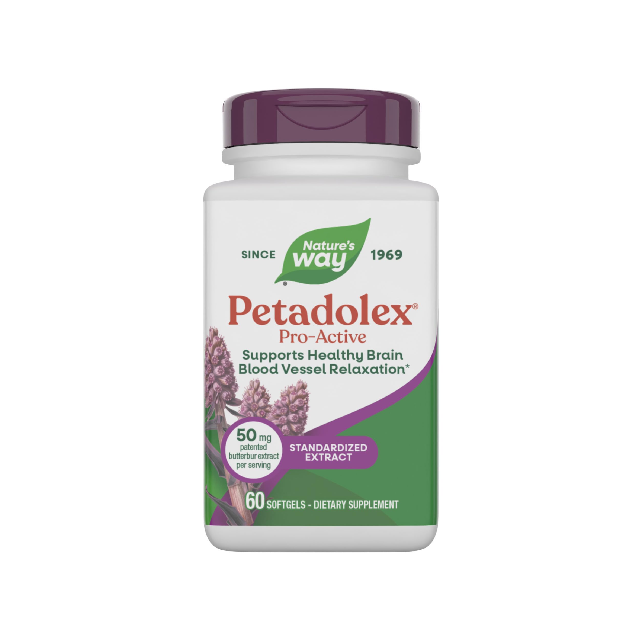 Petadolex Pro-Active, Blood Vessel Health and Relaxation in the Brain with Patented Butterbur*, 60 Softgels