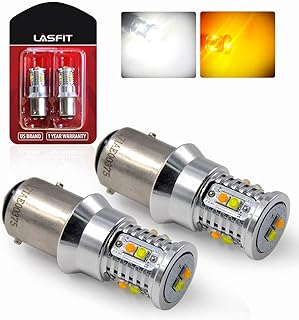LASFIT 1157 LED Switchback 2057 2357 7528 BAY15D White/Amber LED Bulb Polarity Free Extremely Bright LED Light for Turn Signal Blinker Lights Need Resistor(Pack of 2)