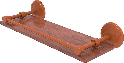 Miniatura 17 de Allied Brass RW-34/18 Retro Wave Collection - Estante de cristal de dos niveles de 18 pulgadas, gris mate Gris mate,Otoño Sparkle,Rojo (Fire Engine