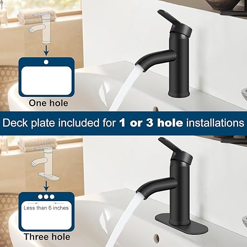 Miniatura 7 de Grifo de fregadero de barra de baño de acero inoxidable 304 de níquel cepillado, lavabo de una sola manija con línea de suministro, mezclador de