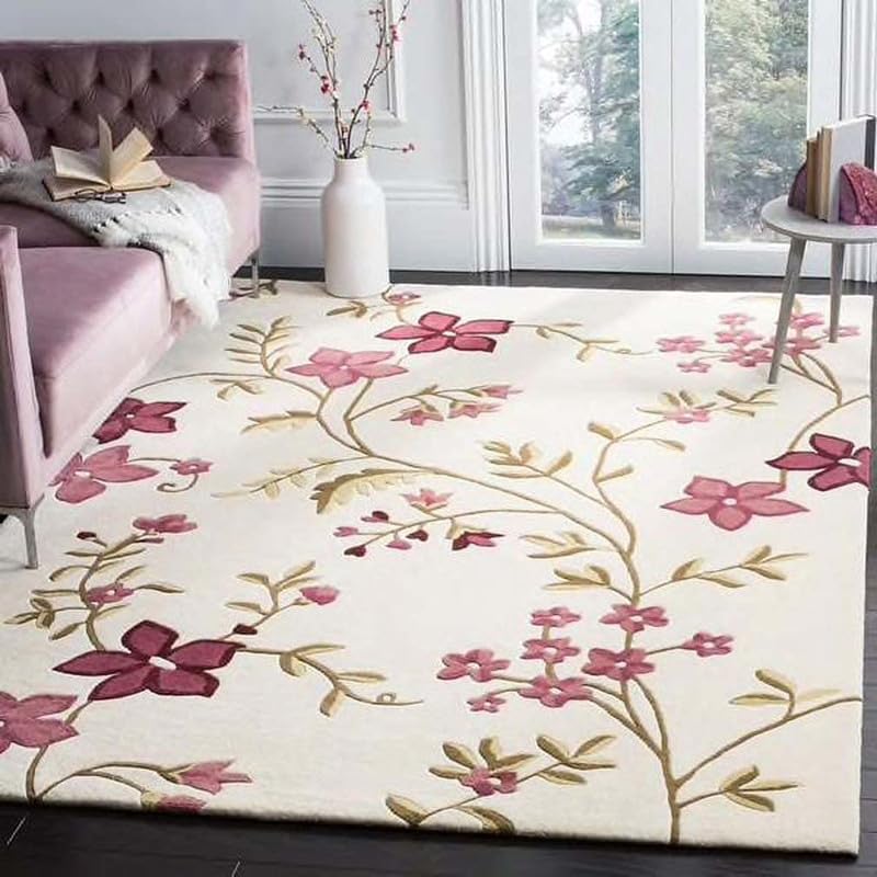 Image of Embossed Handmade GH Wool Thick Geometrical Carpet is a Stylish and Practical Addition to Any Living Room 5X7