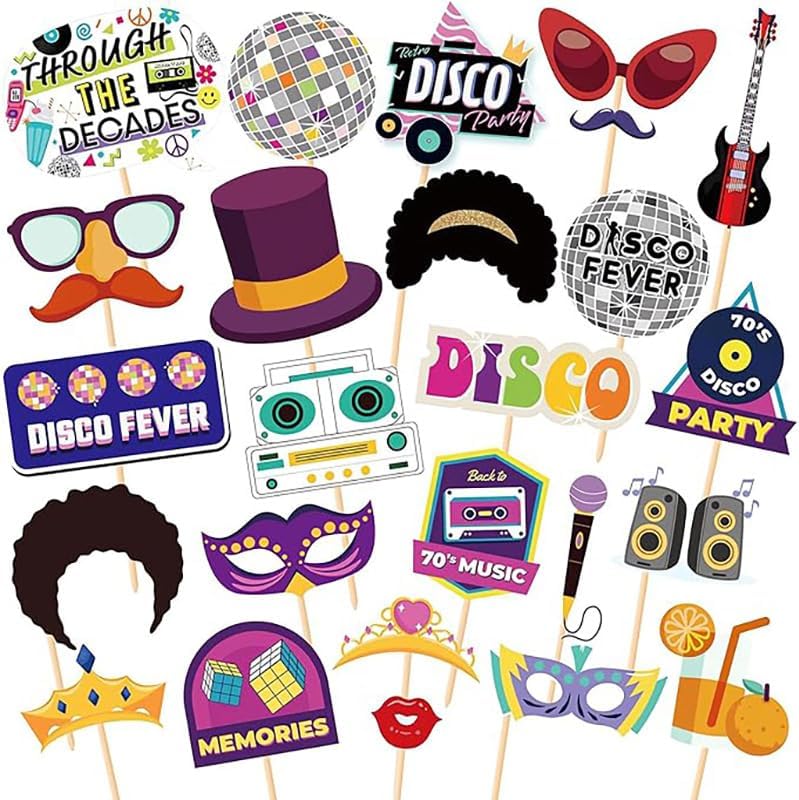 Accesorios para cabina de fotos de discoteca vintage, fondo de fotos de discoteca de los años 70, fondo de fotografía retro de discoteca de los años