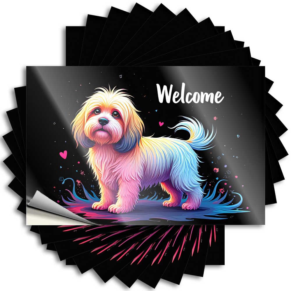 Fzfn Men's Colour Neutral, Decals Water Welcome To The Colorful World Of Dogs | Sand Cave Decor(12X18cm)