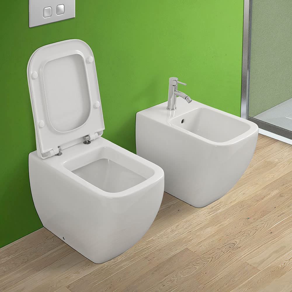 Inbagno Sedile WC dedicato Serie Metropolitan di RAK, Bianco Modello Slim in termoindurente, Chiusura Soft Close