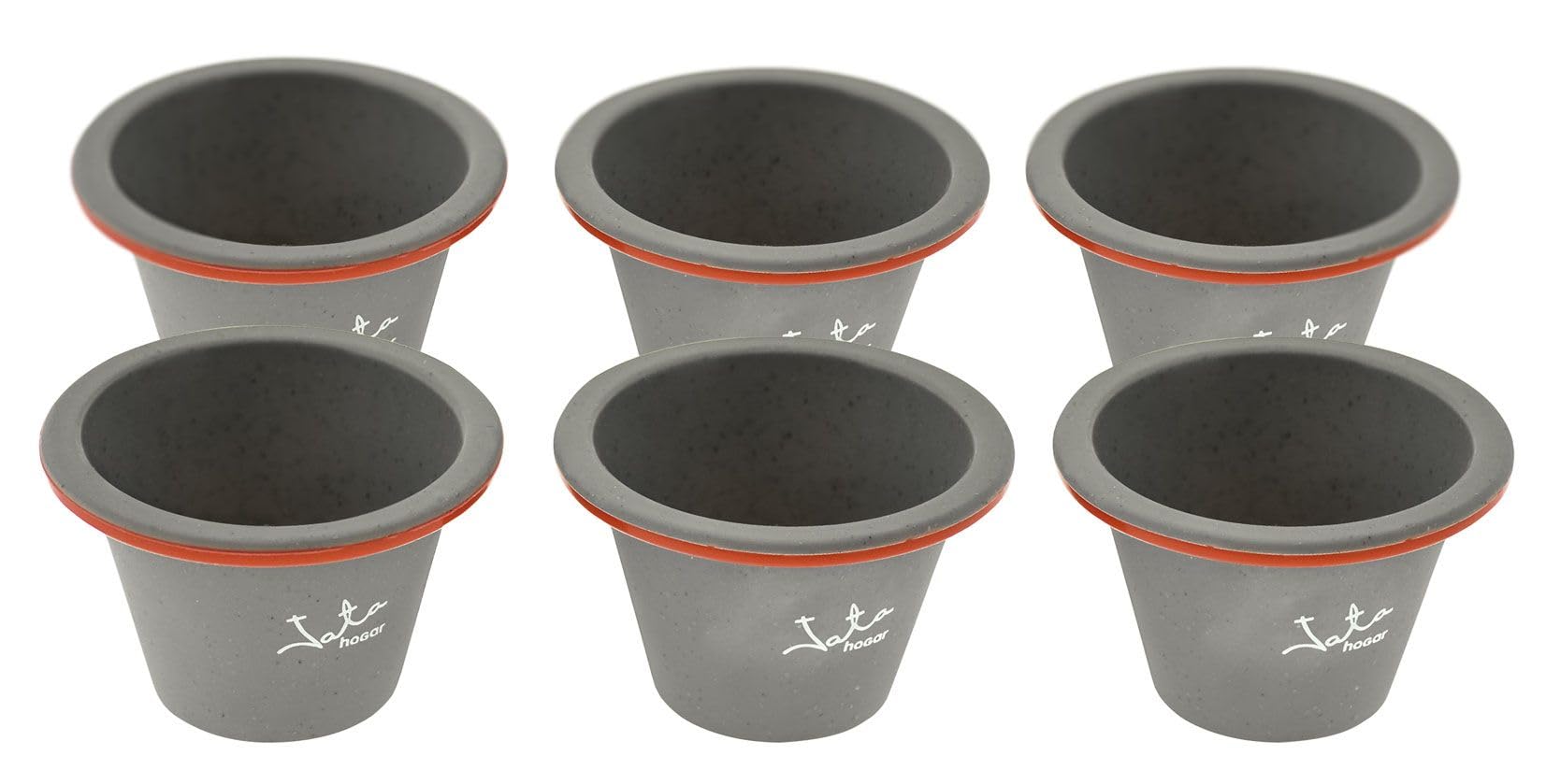 Jata Hogar MC67 - Set of Flanero Molds, Silicone, Grey, 32.5 x 25 x 10.5 cm, 6 Units Flans