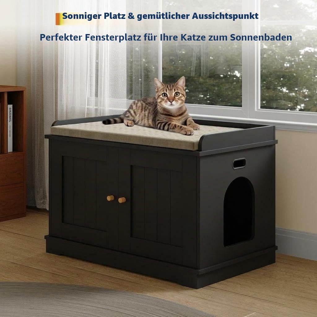 IDEALHOUSE Katzenklo Schrank, Katzenhaus Mit Scheunentor Holz