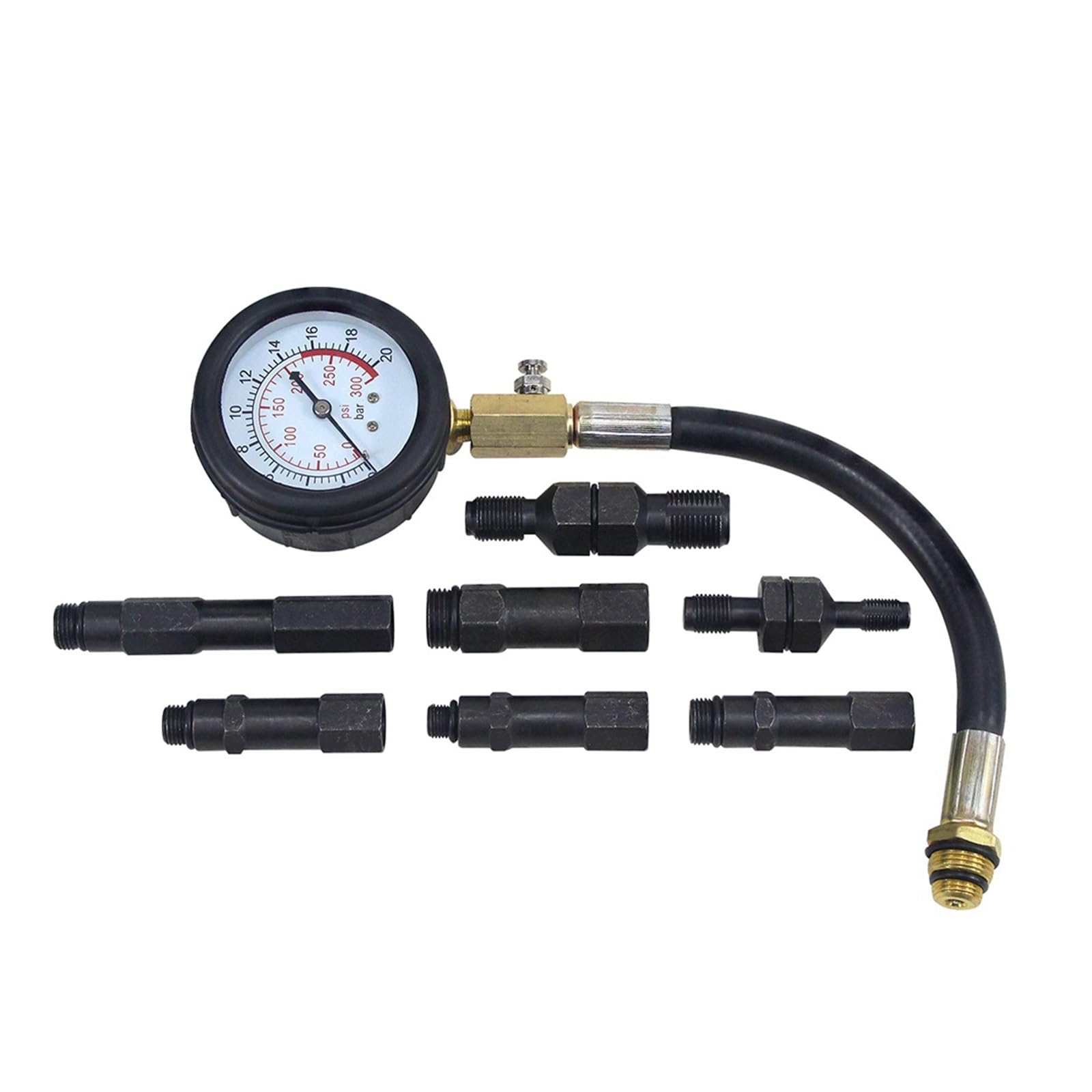 Medidor de presión cilindro gasolina con cuatro tamaños extractor bujías incandescentes herramienta probador manómetro compresión motor