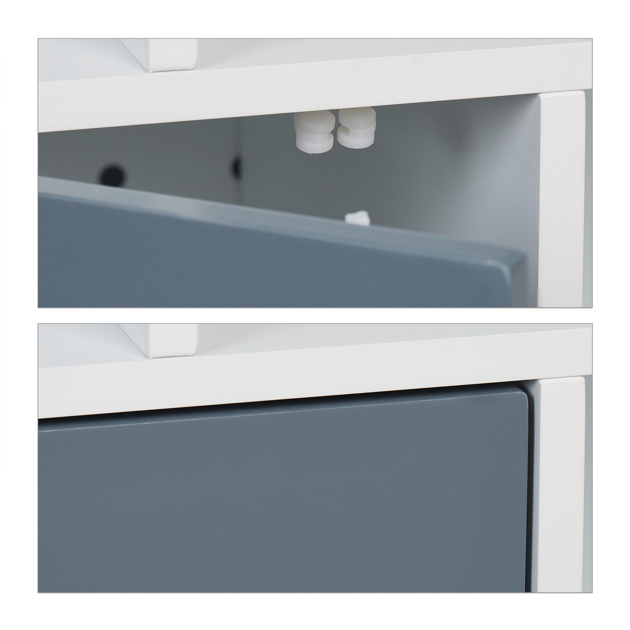 Relaxdays Scaffale Bambini 4 Scomparti Aperti 1 Porticina MDF 60x60x30cm Bianco Grigio