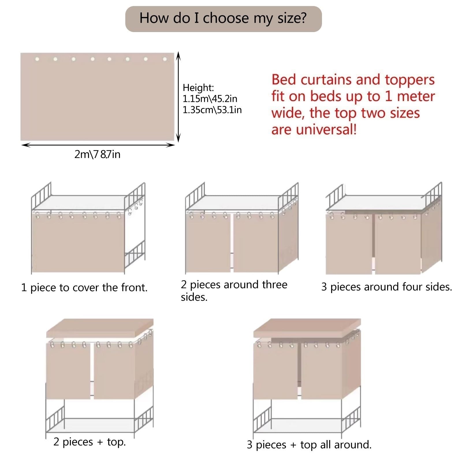 Singolo Tenda da Letto Traspirante Baldacchino per Letto Oscuranti Privacy Tenda A Baldacchino per Letto A Castello Antipolvere Dormitorio Camera dei Bambini(Curtain*3+Top,1.35M_Cat)