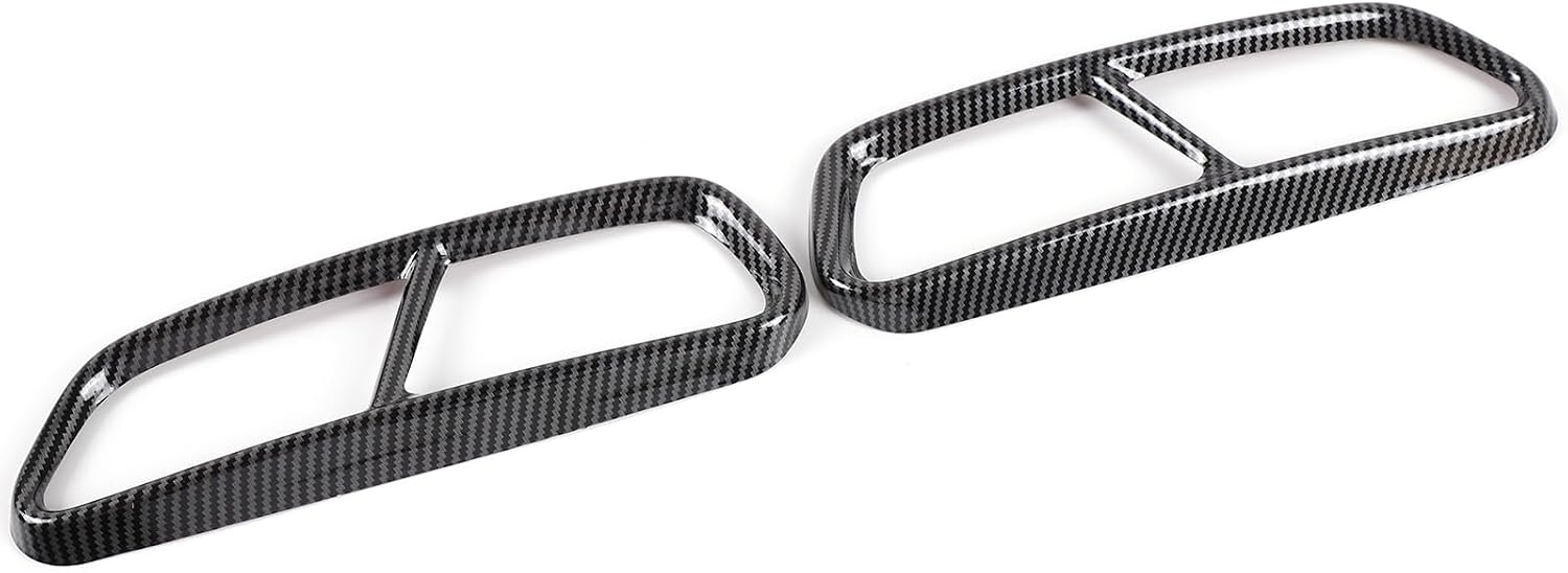 2pcs Stainless Steel Car Modification Four Out Tail Throat Exhaust Pipe Mask Trim Compatible with Audi A6L 2016 2017 2018 Models Accessories (Black Carbon Fiber, 9.8 * 3.9 inch)