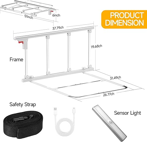Miniatura 2 de Rieles de cama para adultos mayores, mango de riel plegable para asistencia de noche, prevención de caídas de seguridad para personas mayores