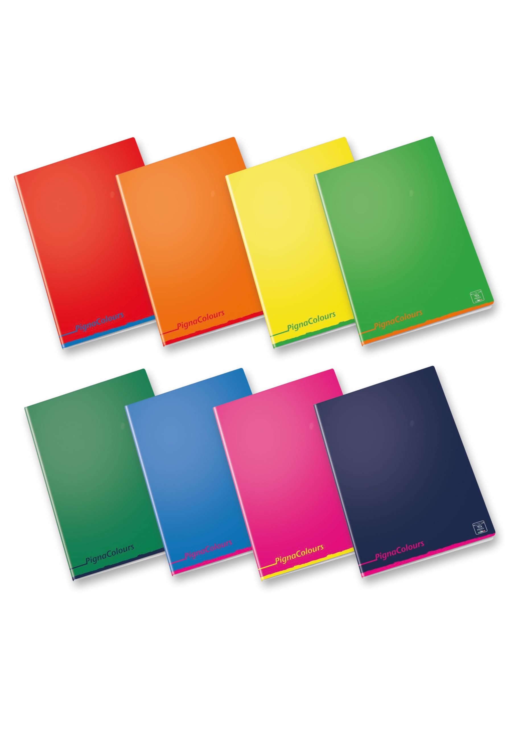 Pigna Colours - Pack of 10 A5 Notebooks, Assorted Colors, 0A, First/Second Grade Lined Notebooks, 15 x 21 cm