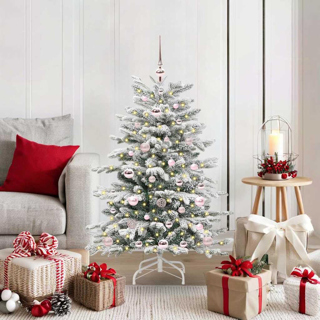Künstlicher Weihnachtsbaum Weiß 120 cm Kegelform Klappbar aus PE/PVC mit LED Warmweiß USB 5 V Modernes Design für Wohnzimmer Wintergarten Büro