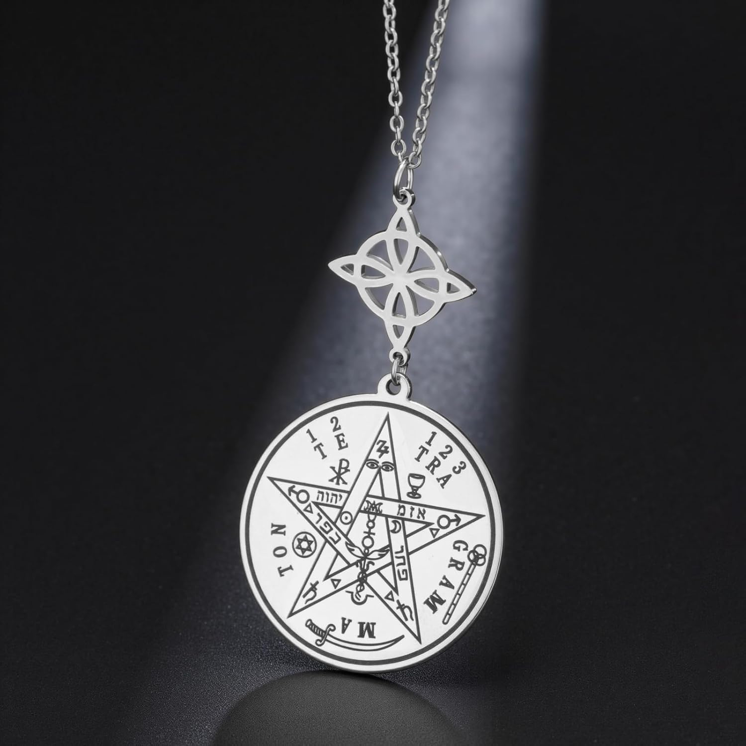 Dreamtimes Witches Knot & Tetragrammaton Pentagram Necklace Stainless Steel Mystical Symbol Pendant Necklace Celtic Knot Occult Spiritual Inspired Jewelry for Women Men - Image 8