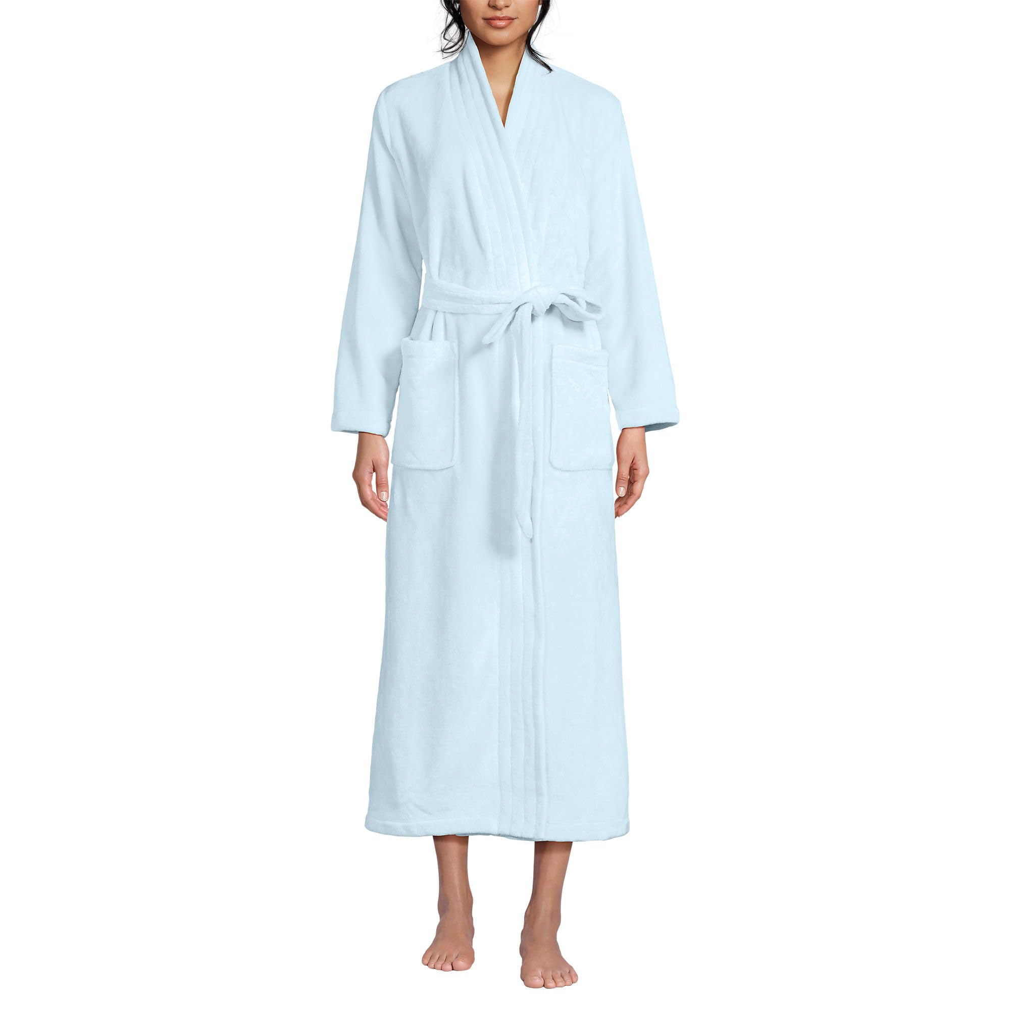 Lands End Womens Cozy Plush Long Wrap Robe
