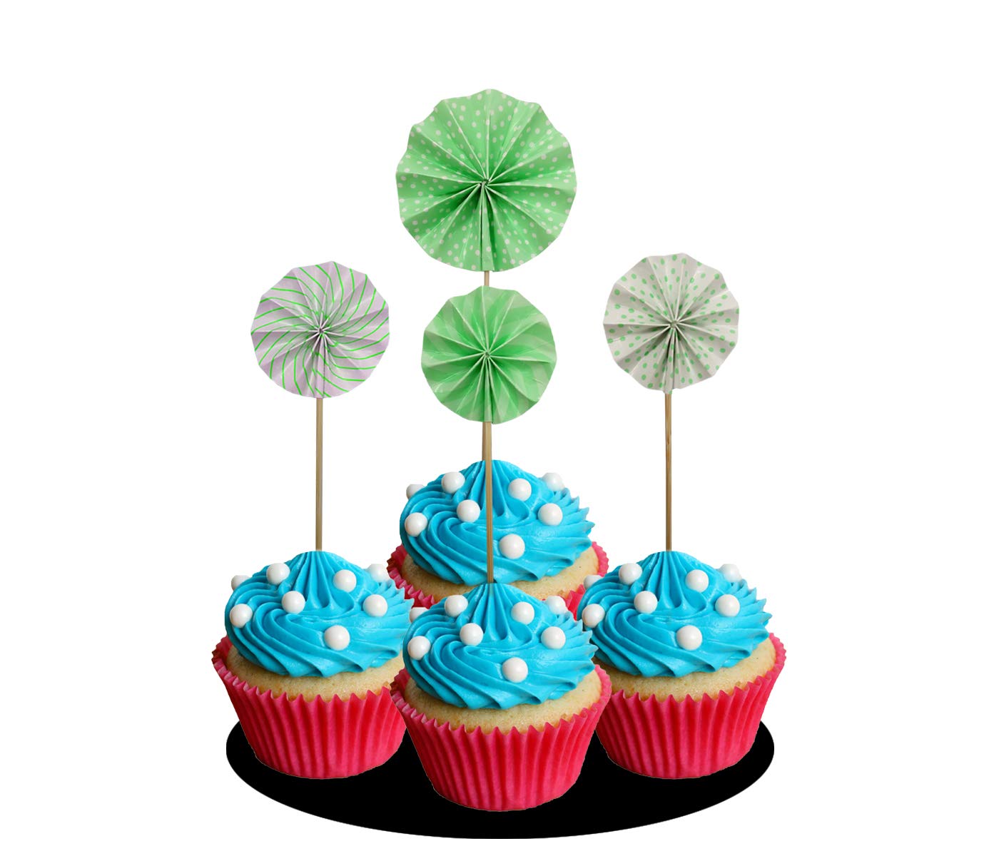 AMFIN Fan Cupcake Toppers - Light Green (Pack of 4) 3