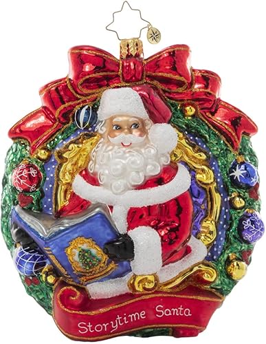 Miniatura 1 de Christopher Radko Adorno de árbol de Navidad de vidrio europeo hecho a mano, Hora de la historia de Papá Noel