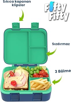 700 ML Tek Kat Sızdırmaz,Karışmaz Üç Bölmeli Çocuk Beslenme Kutusu -FFB096-700