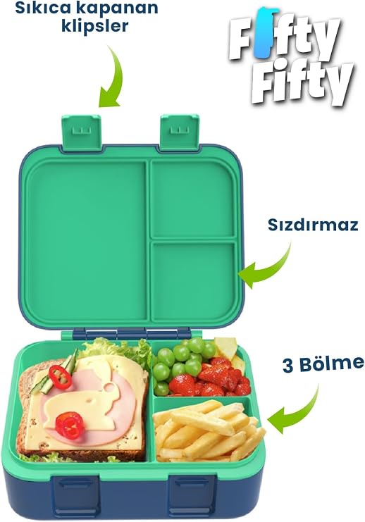 700 ML Tek Kat Sızdırmaz,Karışmaz Üç Bölmeli Çocuk Beslenme Kutusu -FFB096-700