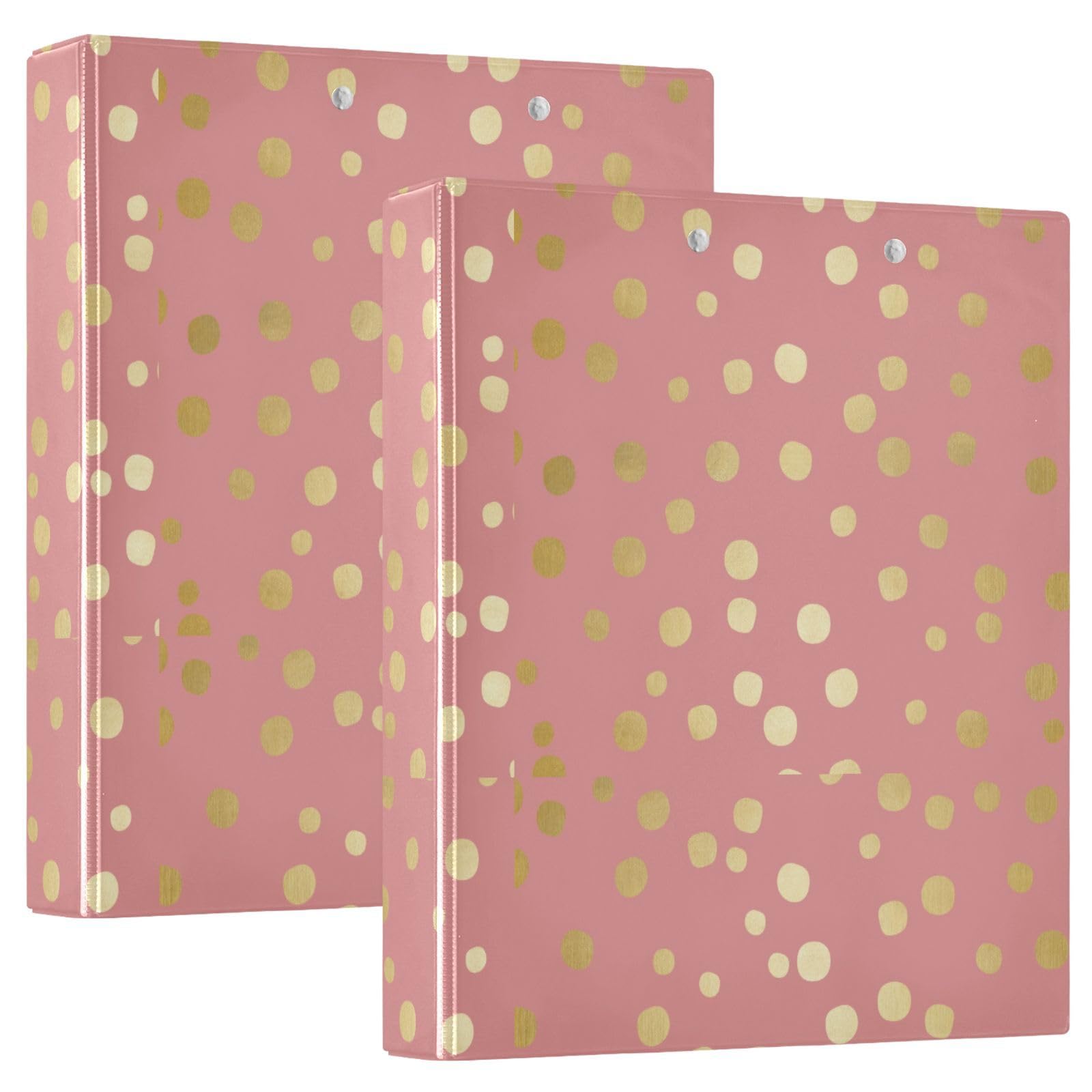 Raccoglitori da 3,8 cm per scuola a pois oro rosa