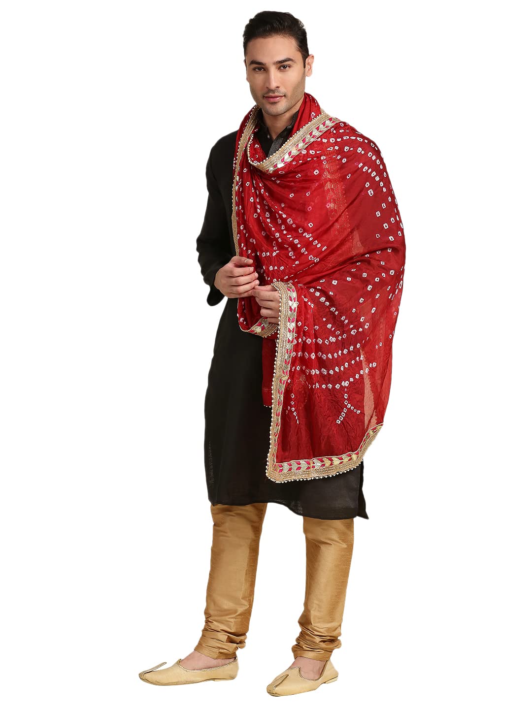 dupatta bazaar Men's Maroon Bandhini Dupatta for Kurta/Sherwani/Achkan-picture-22