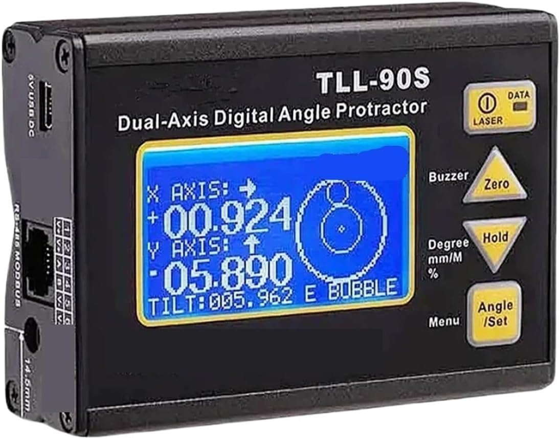 Angle Protractor TLL90S Dual-Axis Digital Inclinometer 0.001° Magnetic Electronic Level Meter RS485