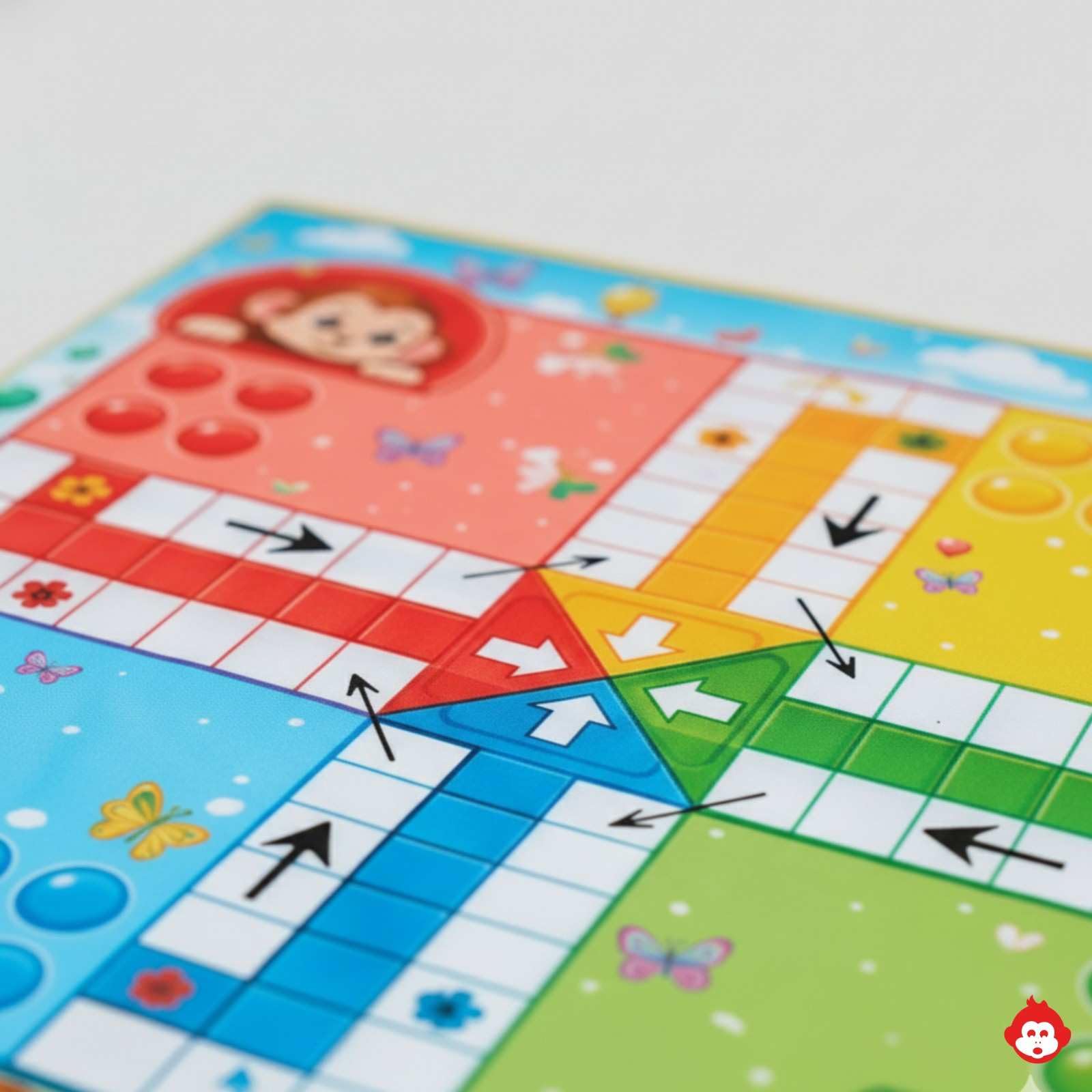 Braintastic Play Mat Duo 2-in-1 Reversible Ludo and Snakes and Ladders Fabric Board Game for Kids, Multicolor, 17x17 Inch 1
