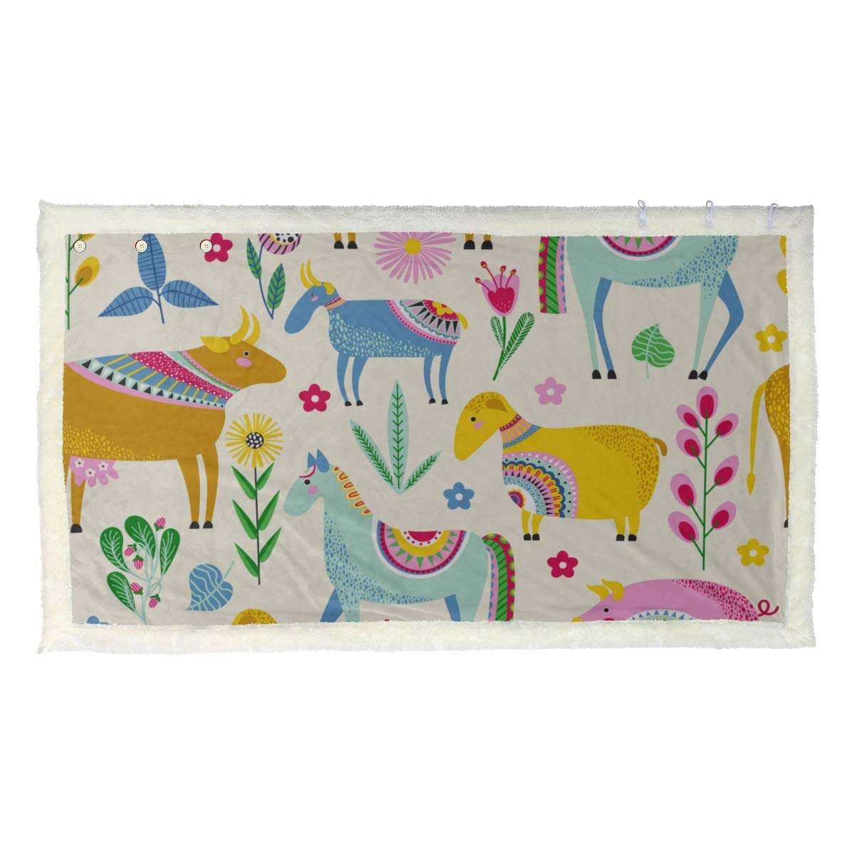 Horse Vivildy Running Animal Travel Blanket Wearable Kids Warming Throws 53x30 Inches with 3 Button for Sofa Outdoors Shawl and Wraps for Women Nap Travel Blanket