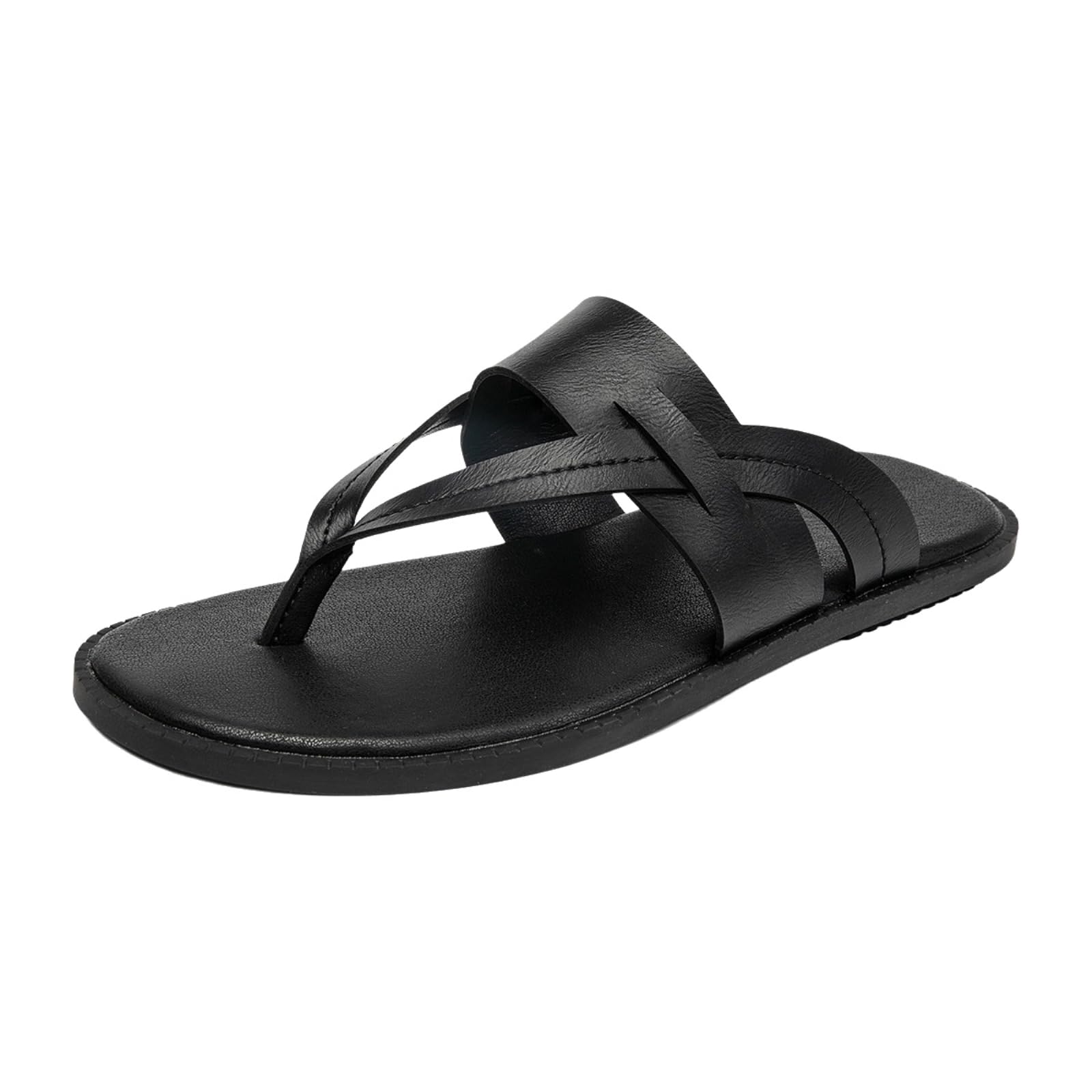 Chanclas Sandalias Al Aire Libre De Verano Los Hombres Tamaño Grande Antideslizantes Zapatillas La Tanga Playa Resistentes Desgaste Estilo Casual Ultra-Fibra Superior Goma-42-black