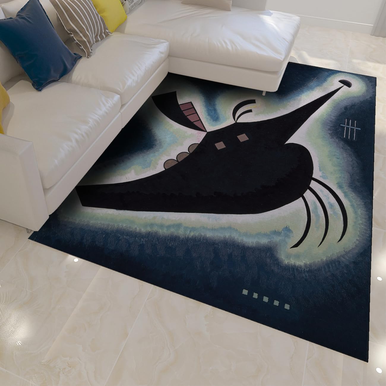 Tapis moderne lavable 120x180cm grand tapis géométrique pour salon