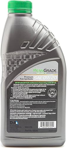Miniatura 8 de PENN GRADE 1 61526, aceite de motor sintético completo Select Premium SAE 0W-20, 12 cuartos de galón