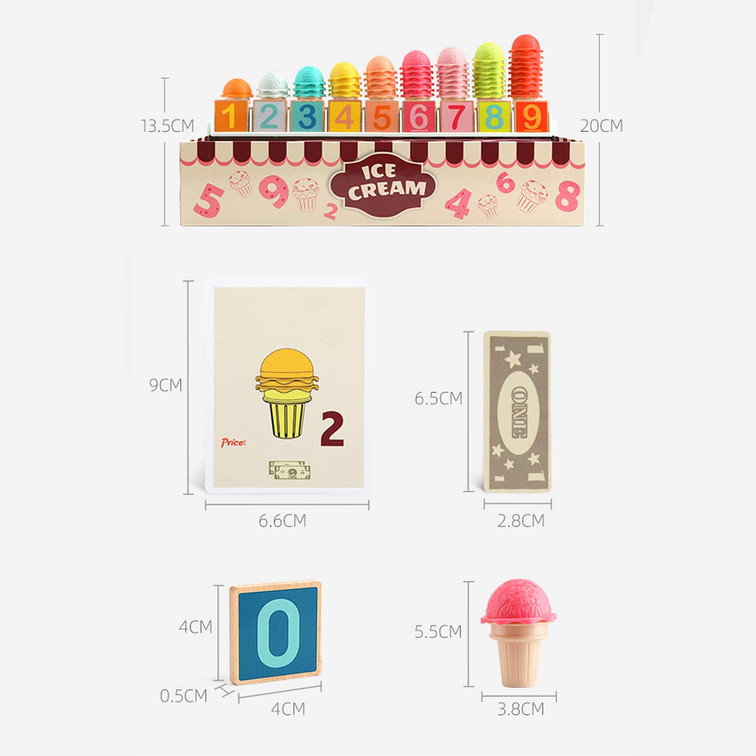 TOP BRIGHT Ice Cream Play Set Math and Logic Game Ice Cream Scoop