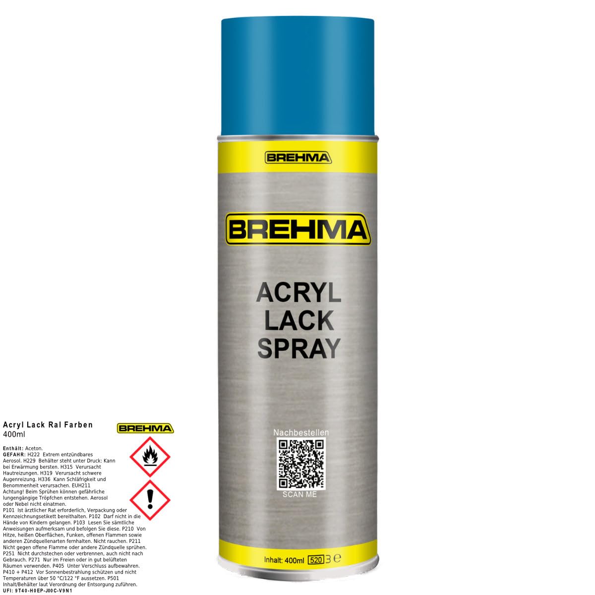 12x Acryl Lackspray Ral 5015 Himmelblau matt Lack Farbe Sprühfarbe 400ml
