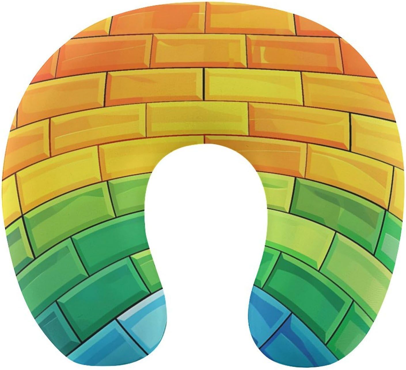 Rainbow Brick Wall Funny Travel Pillow U Shaped Memory Foam Neck Pillows Portable for Flight Car Home Office