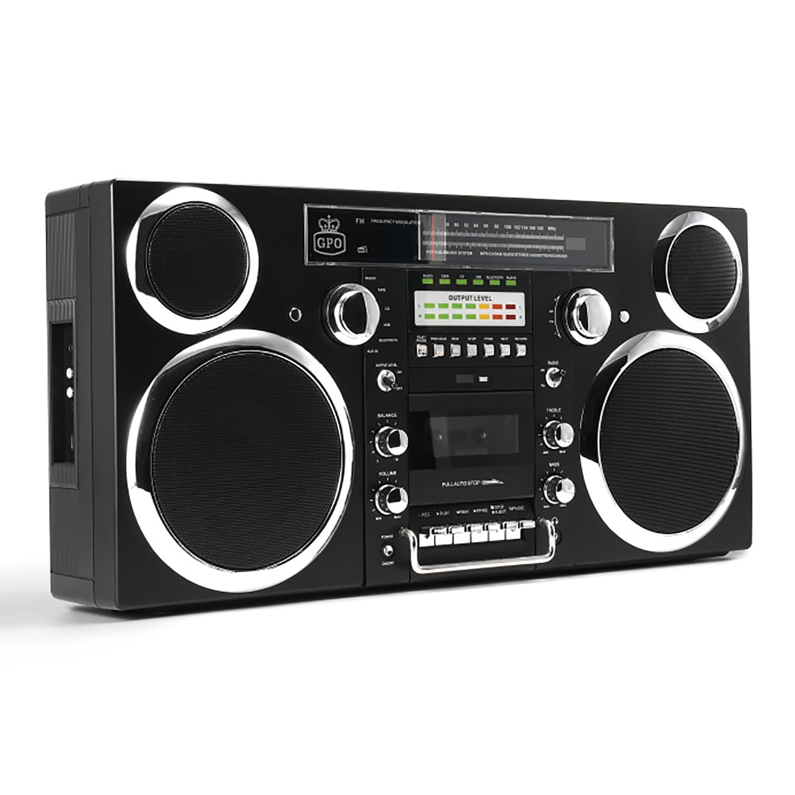 Lettore a nastro retrò con altoparlante Hi-Fi - Bluetooth, CD, USB, cassetta, AUX, jack per cuffie, boombox portatile per riunioni di famiglia e viaggi